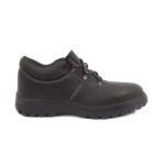 Chaussures de sécurité homme avec tige en cuir, semelle PU et embout acier inoxydable, idéales pour les environnements professionnels exigeants.