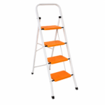 ESCABEAU EN ACIER 2/3/4 MARCHE LARGE BLANC & ORANGE ACEM - 2
