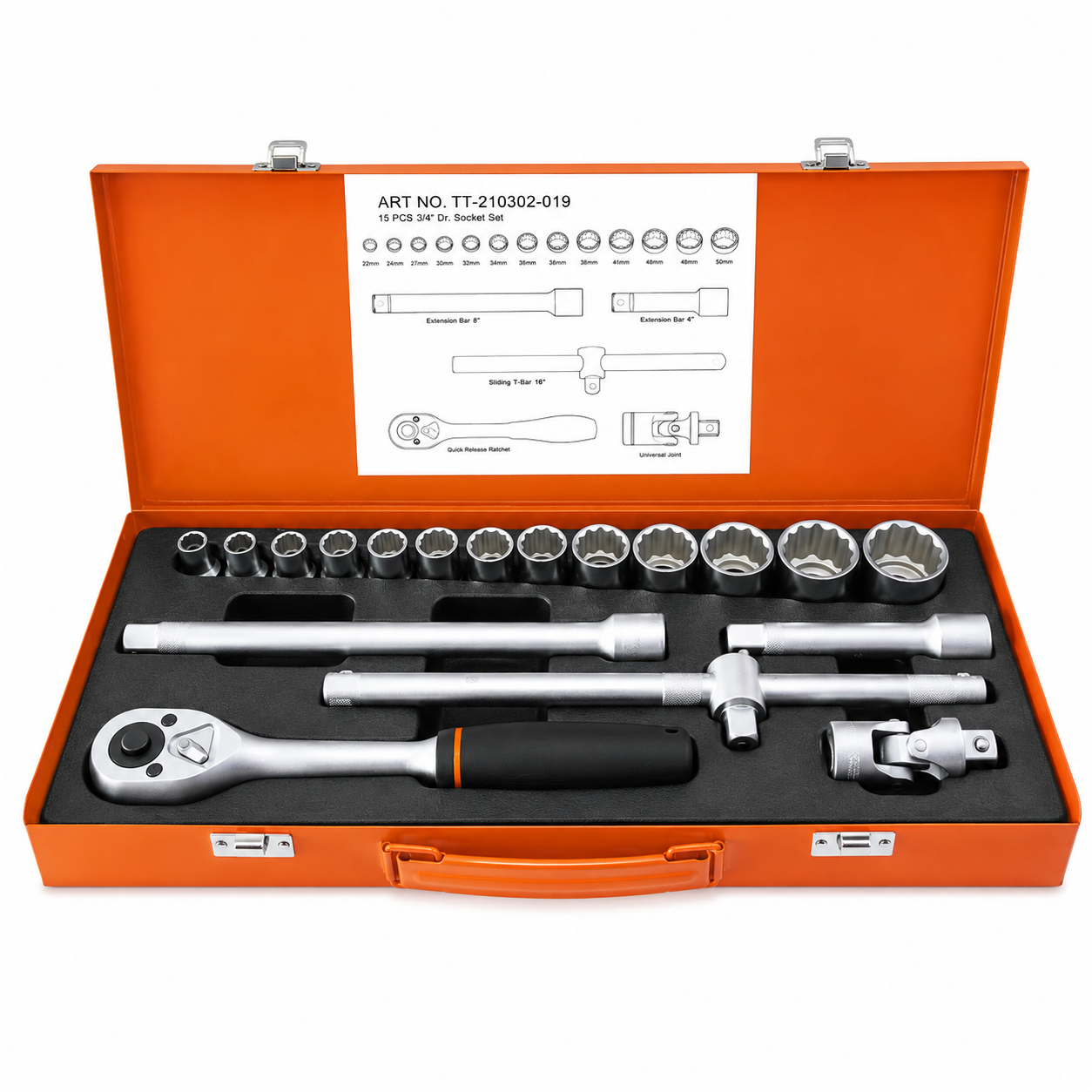 15107406-f0d4-4d66-8d2b-d211d69206af COFFRET CLE DOUIL 1/2" 19PCS 6 PANS 10-32 MM ACEM – Image 1