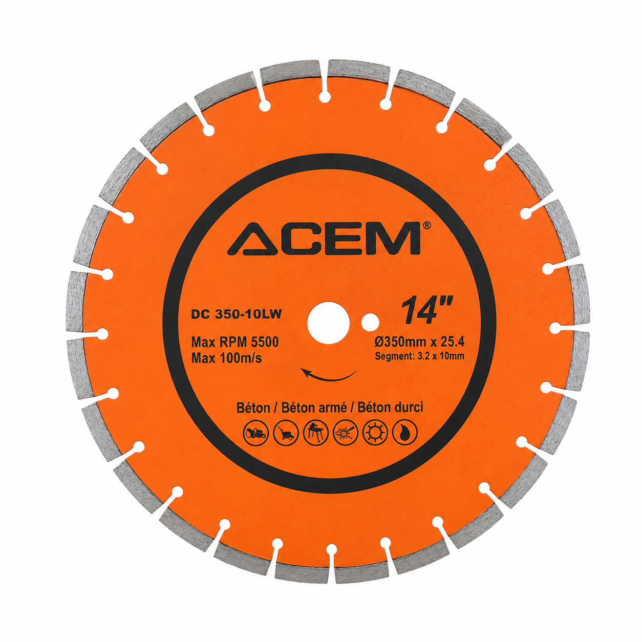 2f789064-7a11-4f3c-a3ab-0530b22027b8 DISQUE DIAM BETON/BETON ARME/BETON DURCI 350X3.2 10LW ACEM – Image 1