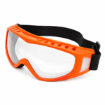 LUNETTE MASQUE BLANC TEINTE ETANCHE EN PVC ORANGE A BANDEAU ELASTIQUE ACEM