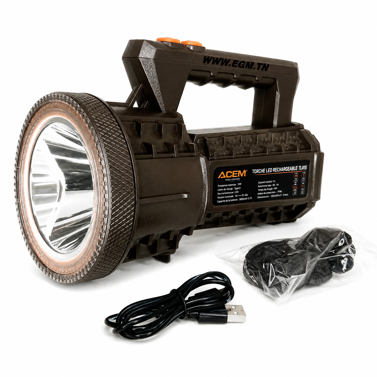 88fdcb09-9b2e-45ef-9d7c-5baddf88a03e TORCHE LED 15W RECHARGABLE+COB ETANCHE IP66 ACEM – Image 1
