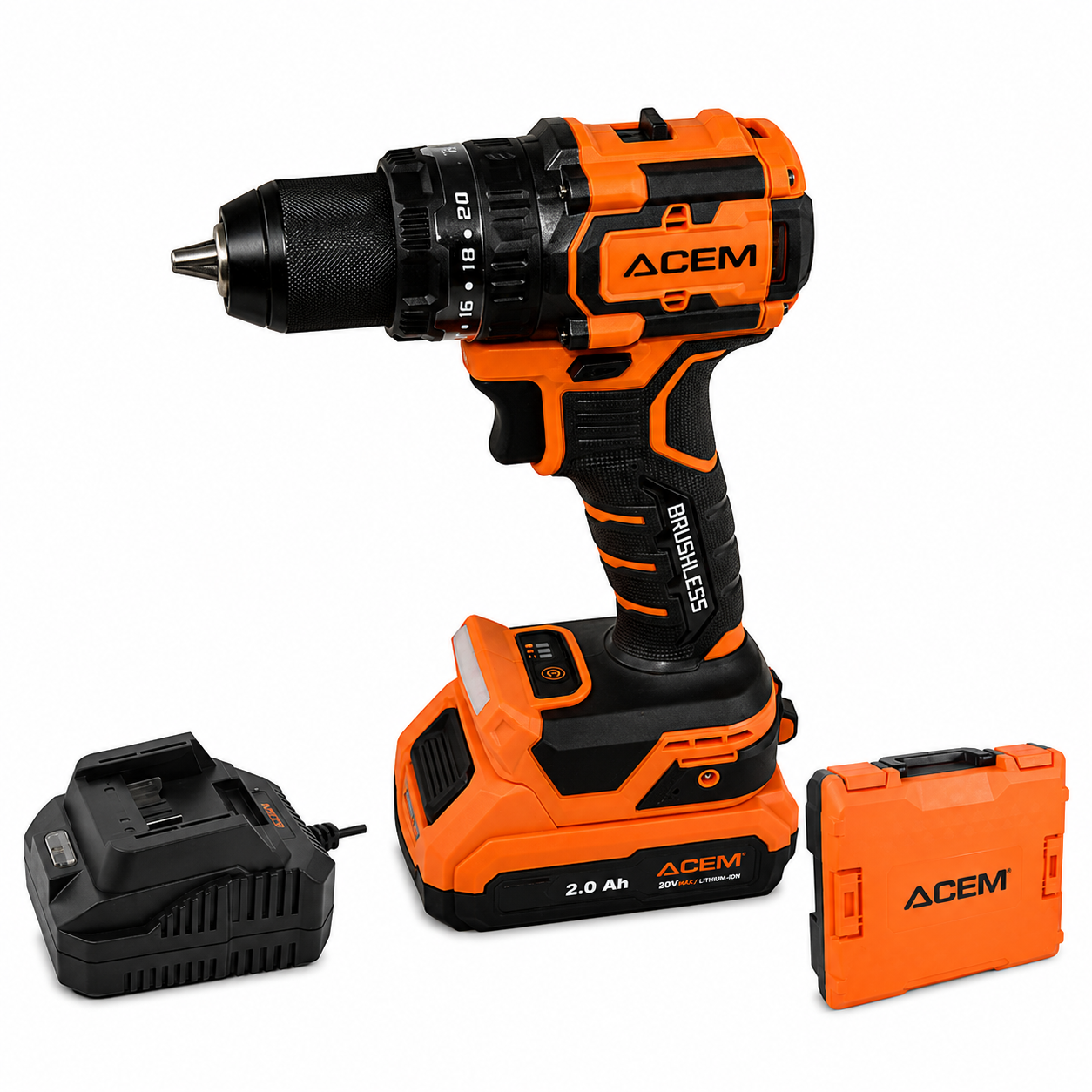 9a8893ff-065e-4f27-9123-f7d8b7b01606 PERCEUSE VISSEUSE CHARG BRUSHLESS 20V 2.0Ah 70NM CD70 AVEC CHARGEUR & 1 BATTERIE ACEM – Image 1