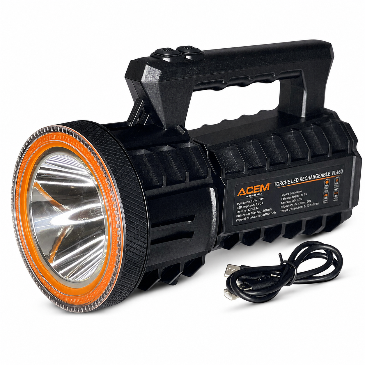 abaa8d32-d6f6-435b-81f7-1fa38a3fb937 TORCHE RECHARGEABLE + COB CABLE TYPE C LED 30W ACEM – Image 1