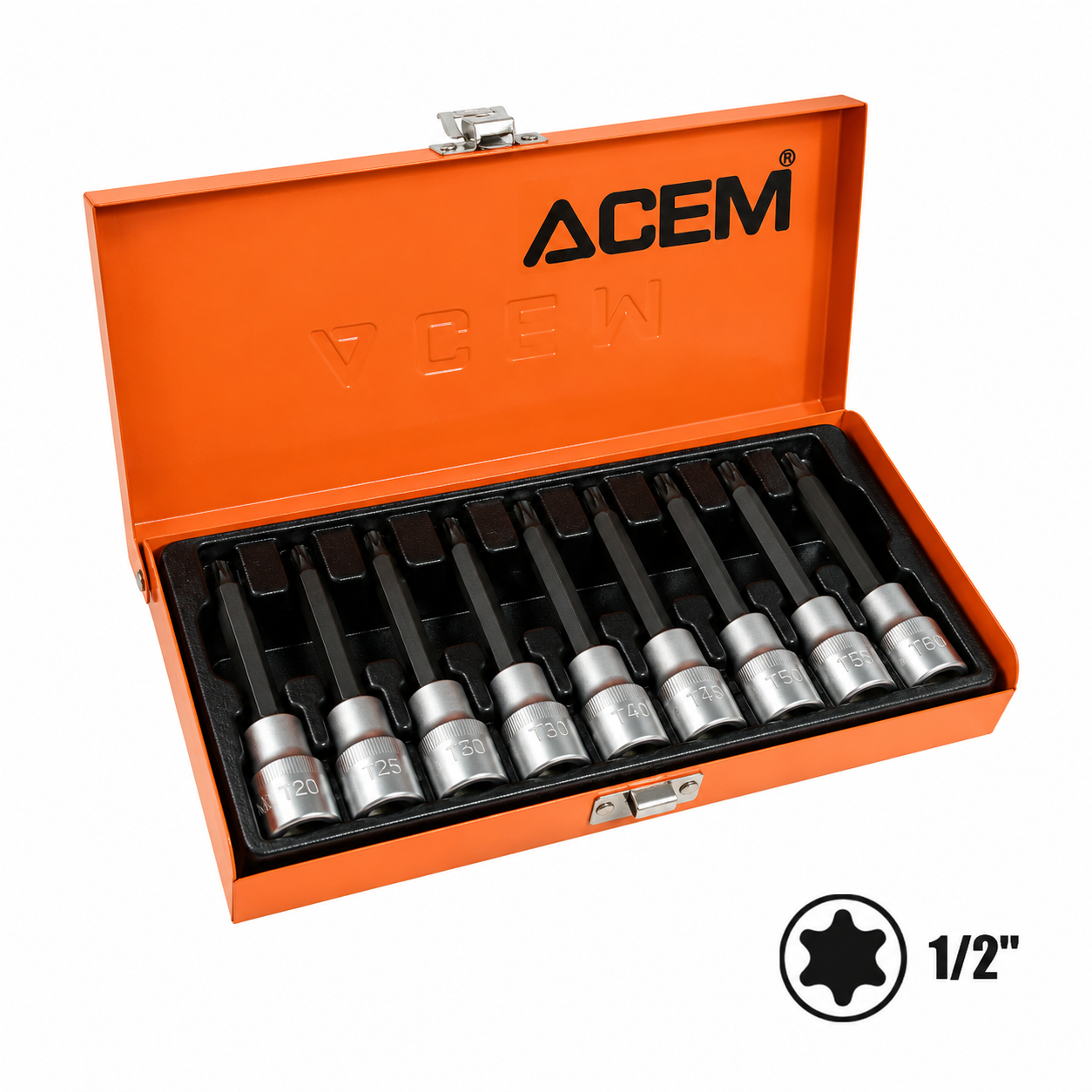 bd2eabc7-e309-4317-8bfd-b623fc50f5d9 COFFRET CLE DOUILLE TORX TROUE 1/2" TT210302-010 ACEM – Image 1