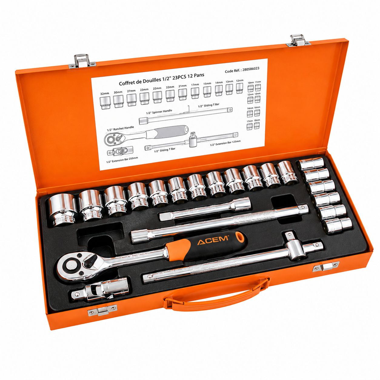 ca26f961-ddd9-49b1-b996-11e007c49cfe COFFRET CLE DOUIL 1/2 6 PANS 24 PCS 10-32 ACEM EXTRA – Image 1
