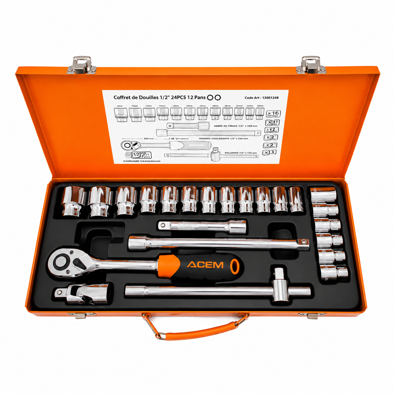 fa21a917-52d4-459e-ae33-67650513a90f COFFRET CLE DOUIL 1/2 12 PANTS 10-32 24PCS ACEM EXTRA – Image 1
