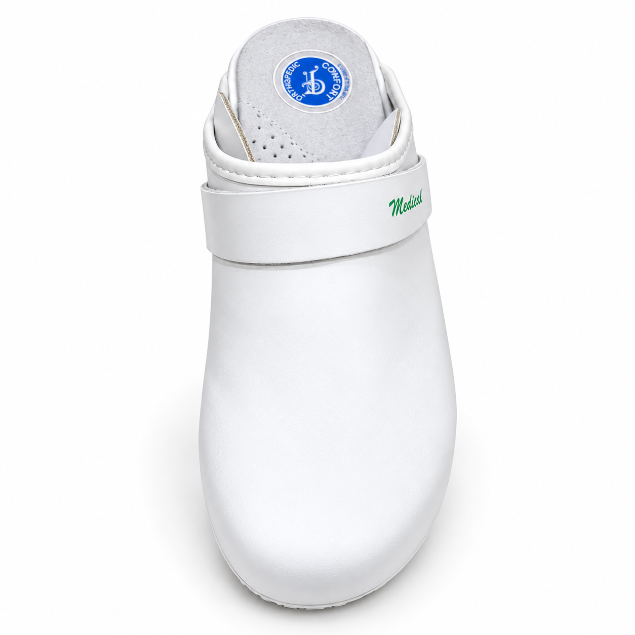 1349ee9f-8778-4bb4-8fe2-1af363c7a66b Sabot médical blanc à bride pivotante. – Image 1