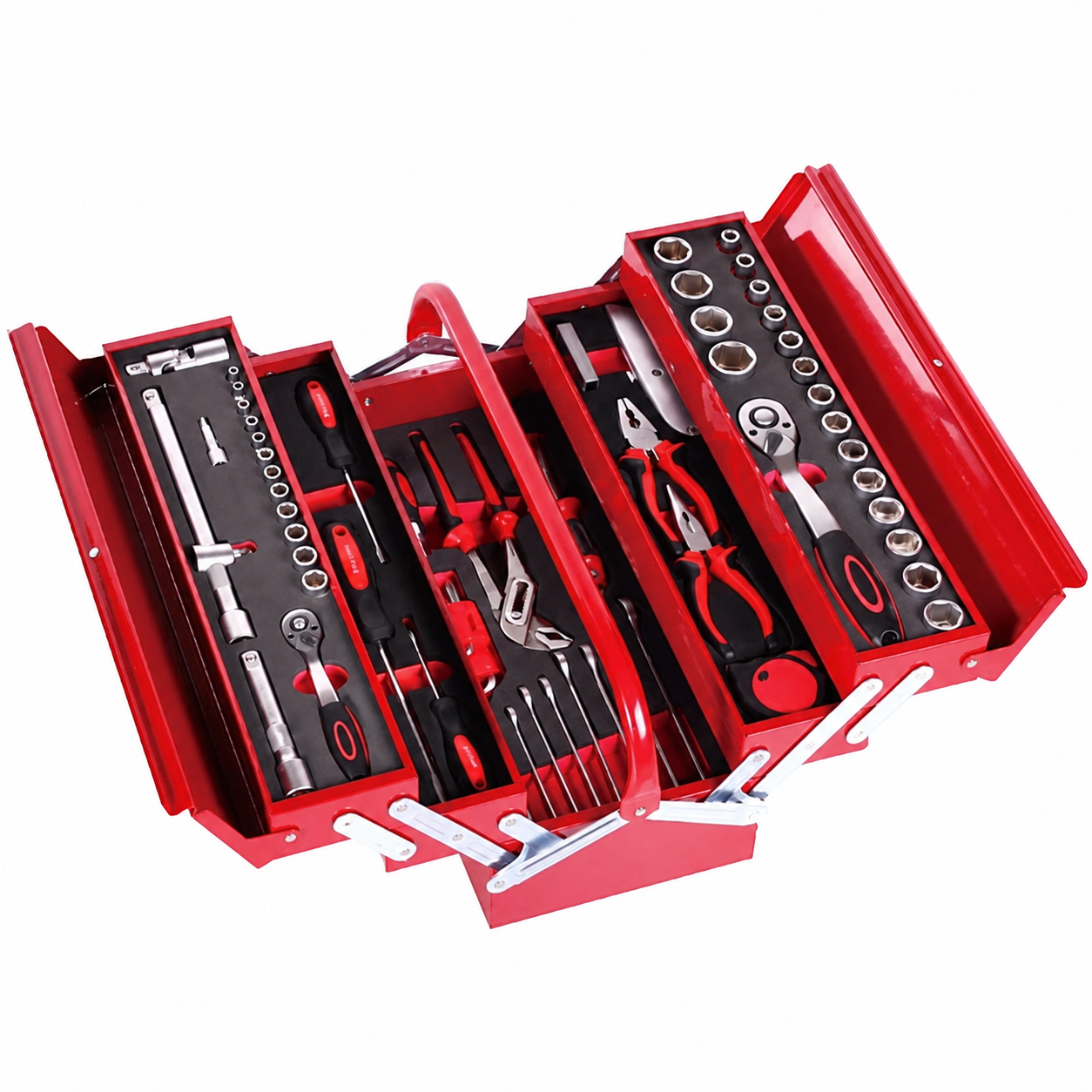 3c4eea80-3045-4517-a2c5-ccdaf7d7984f Jeu d’outils de serrage dans caisse métallique à compartiments – Image 1