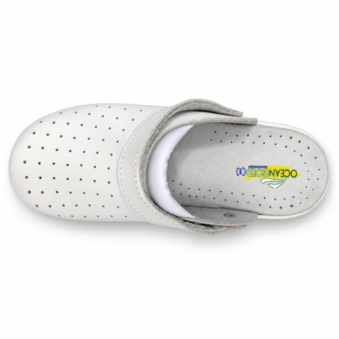 Sabot professionnel blanc perforé à bride